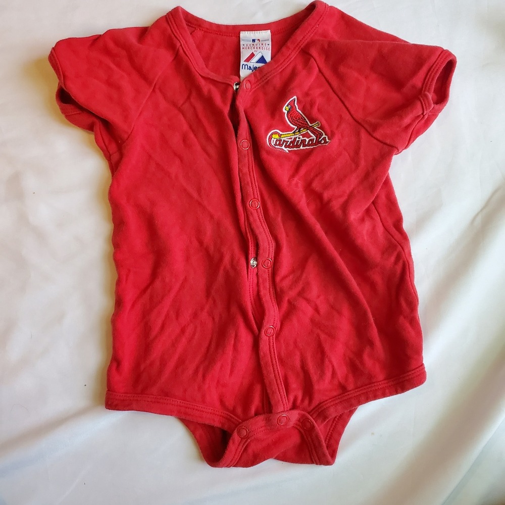 Majestic St Louis Cardinals Baby Bodysuit Red MLB Baseball Logo Size 24 Months